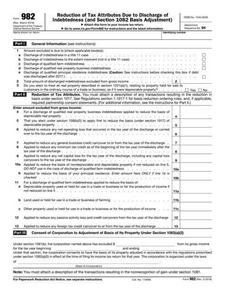 Do you have to complete all lines on Form 982?